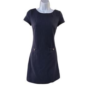 Lilly Pulitzer Layton Shift Dress Size XS True Navy Mini Ribbed Nautical Beach